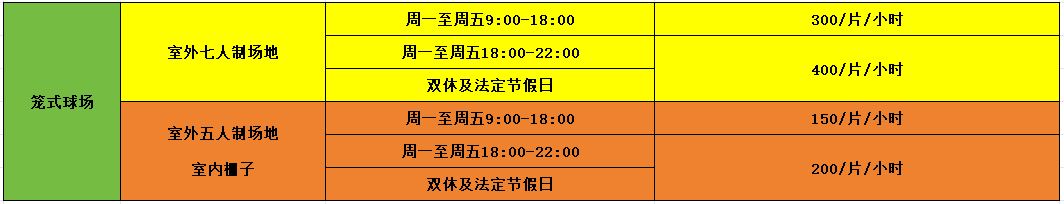 hg57体育中心其他场地租赁收费标准